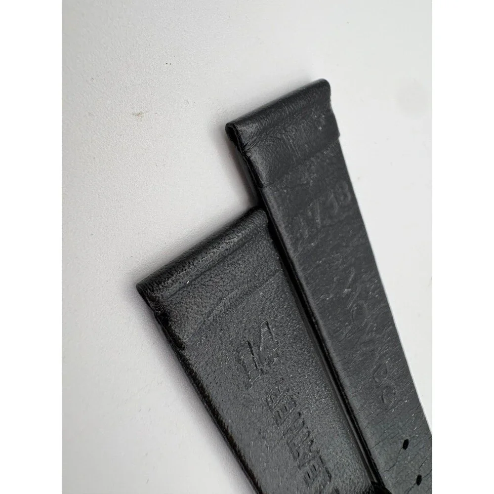 OEM Movado Swiss Black Genuine Leather Watch Strap 14mm Silver-Tone Buckle